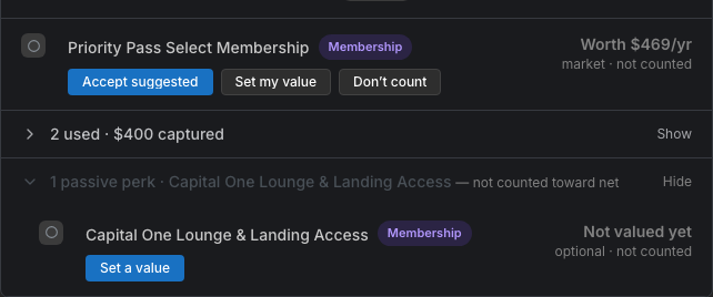 Passive section with lounge perks