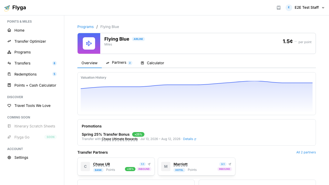 Program page header with valuation and type badge