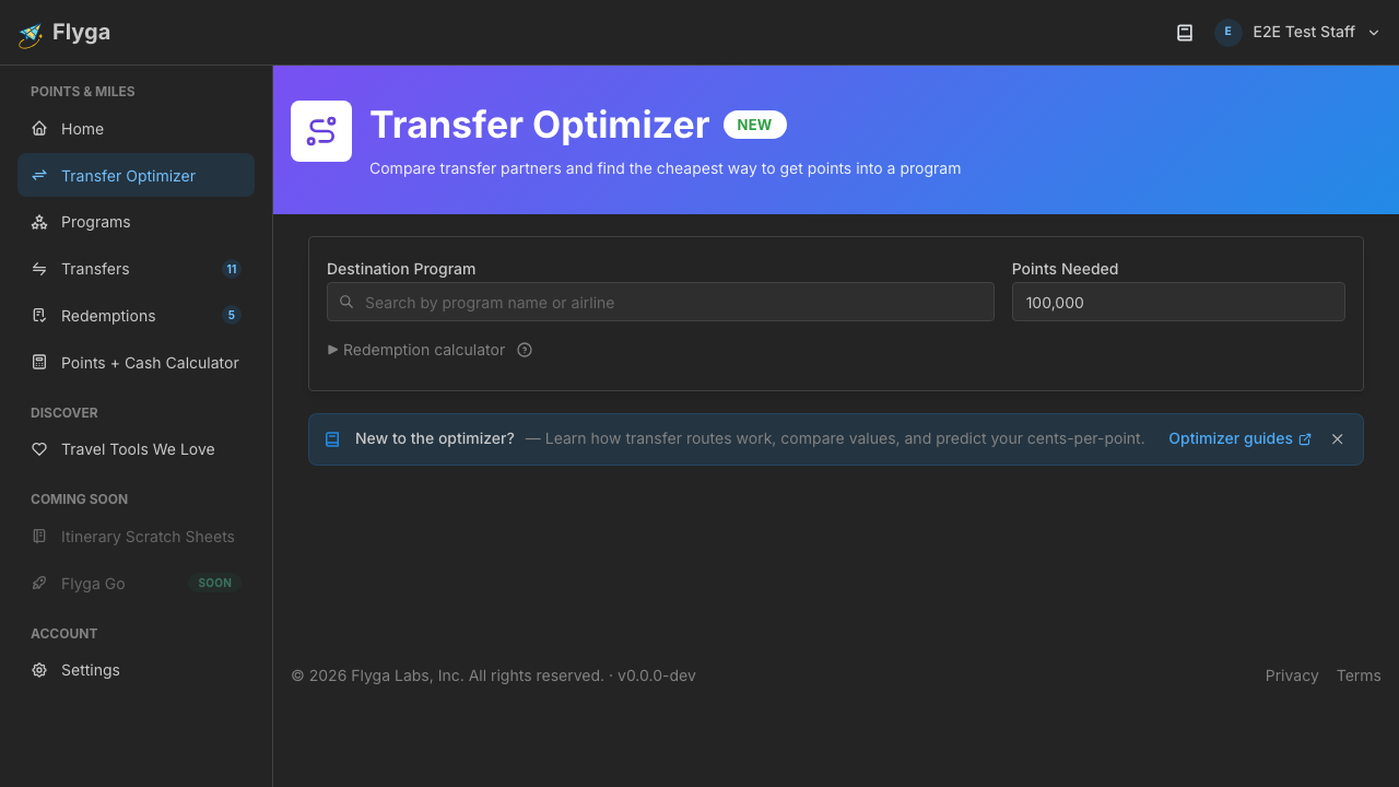Optimizer landing page