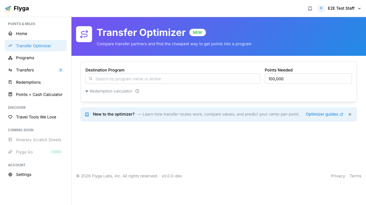 Optimizer landing page